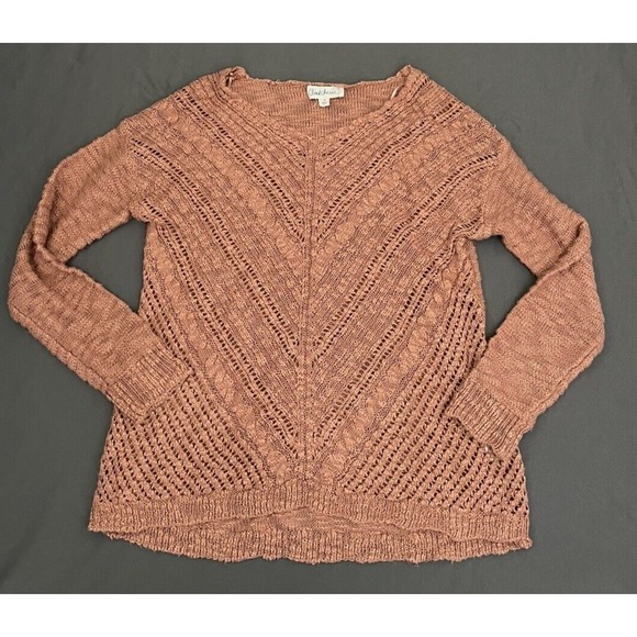 Cloud Chaser Sweater Womens Small Pink Pullover Open Knit Top - Picture 3 of 11